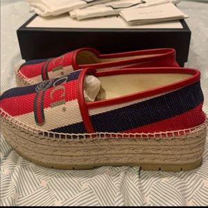 New Gucci logo sylvie platform espadrille